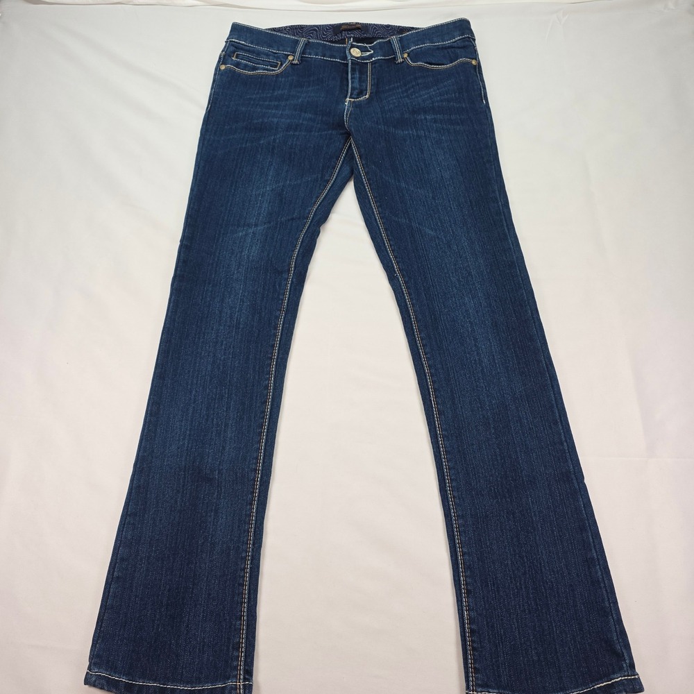 Seven7 Womens Straight Leg Dark Wash Embellished Rhinestone Pocket Jeans Size 8